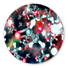 Коврик круглый с принтом Молекулы в Новосибирске, резина и полиэстер | круглая форма, изображение наносится на всю лицевую часть | арт | мидицина | молекулы | нервы | тромбы | фантастика