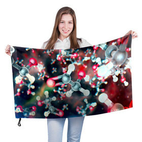 Флаг 3D с принтом Молекулы в Новосибирске, 100% полиэстер | плотность ткани — 95 г/м2, размер — 67 х 109 см. Принт наносится с одной стороны | арт | мидицина | молекулы | нервы | тромбы | фантастика