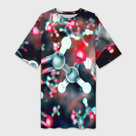 Платье-футболка 3D с принтом Молекулы в Новосибирске,  |  | арт | мидицина | молекулы | нервы | тромбы | фантастика