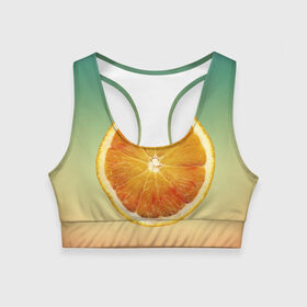 Женский спортивный топ 3D с принтом Апельсиновый рай в Новосибирске, 82% полиэстер, 18% спандекс Ткань безопасна для здоровья, позволяет коже дышать, не мнется и не растягивается |  | апельсин | градиент | жёлтый | зелёный | оранжевый