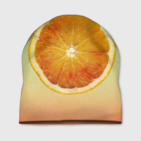Шапка 3D с принтом Апельсиновый рай в Новосибирске, 100% полиэстер | универсальный размер, печать по всей поверхности изделия | апельсин | градиент | жёлтый | зелёный | оранжевый