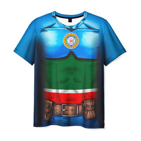 Мужская футболка 3D с принтом Капитан Чечня в Новосибирске, 100% полиэфир | прямой крой, круглый вырез горловины, длина до линии бедер | 95 | капитан | супергерой | флаг | чеченец