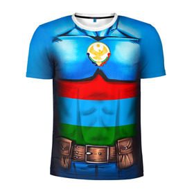 Мужская футболка 3D спортивная с принтом Капитан Дагестан в Новосибирске, 100% полиэстер с улучшенными характеристиками | приталенный силуэт, круглая горловина, широкие плечи, сужается к линии бедра | 05 | даг | дагестанец | капитан | супергерой | флаг