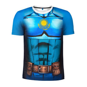 Мужская футболка 3D спортивная с принтом Капитан Казахстан в Новосибирске, 100% полиэстер с улучшенными характеристиками | приталенный силуэт, круглая горловина, широкие плечи, сужается к линии бедра | казахстан