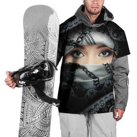Накидка на куртку 3D с принтом Восточная девушка в Новосибирске, 100% полиэстер |  | взгляд | восточная девушка | глаза | красивая | никаб | орнамент | узоры | хиджаб