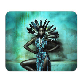 Коврик прямоугольный с принтом Африканская девушка в Новосибирске, натуральный каучук | размер 230 х 185 мм; запечатка лицевой стороны | Тематика изображения на принте: африка | африканская девушка | в перьях | модель | перья