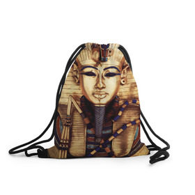 Рюкзак-мешок 3D с принтом Хатшепсут в Новосибирске, 100% полиэстер | плотность ткани — 200 г/м2, размер — 35 х 45 см; лямки — толстые шнурки, застежка на шнуровке, без карманов и подкладки | египет | женщина | золото | маска | фараон египта | хатшепсут