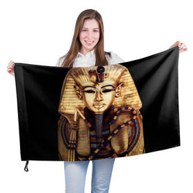 Флаг 3D с принтом Хатшепсут в Новосибирске, 100% полиэстер | плотность ткани — 95 г/м2, размер — 67 х 109 см. Принт наносится с одной стороны | египет | женщина | золото | маска | фараон египта | хатшепсут