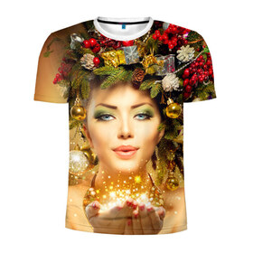 Мужская футболка 3D спортивная с принтом Чудо девушка в Новосибирске, 100% полиэстер с улучшенными характеристиками | приталенный силуэт, круглая горловина, широкие плечи, сужается к линии бедра | волшебница | волшебство | звезды | новый год | подарки | празник | фея | чудо девушка