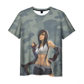 Мужская футболка 3D с принтом Военная девушка в Новосибирске, 100% полиэфир | прямой крой, круглый вырез горловины, длина до линии бедер | девушка | камуфляж | рисунок