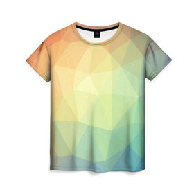 Женская футболка 3D с принтом Polygonal в Новосибирске, 100% полиэфир ( синтетическое хлопкоподобное полотно) | прямой крой, круглый вырез горловины, длина до линии бедер | polygonal | краски | многоугольник | полигональный | радуга | цвет