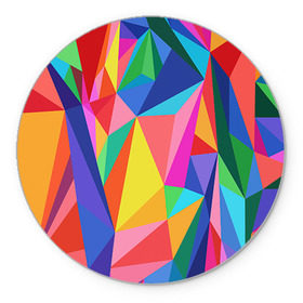 Коврик круглый с принтом Радуга в Новосибирске, резина и полиэстер | круглая форма, изображение наносится на всю лицевую часть | polygonal | многоугольник | полигональный | разноцветный