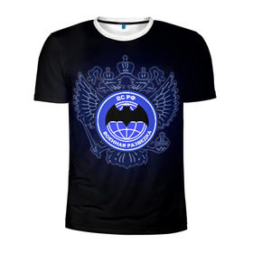 Мужская футболка 3D спортивная с принтом Военная разведка в Новосибирске, 100% полиэстер с улучшенными характеристиками | приталенный силуэт, круглая горловина, широкие плечи, сужается к линии бедра | Тематика изображения на принте: армия | герб | россия