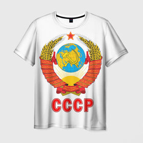 Мужская футболка 3D с принтом Герб СССР в Новосибирске, 100% полиэфир | прямой крой, круглый вырез горловины, длина до линии бедер | герб | россия | рэтро | ссср