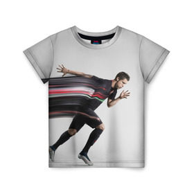 Детская футболка 3D с принтом Cristiano Ronaldo в Новосибирске, 100% гипоаллергенный полиэфир | прямой крой, круглый вырез горловины, длина до линии бедер, чуть спущенное плечо, ткань немного тянется | cristiano ronaldo