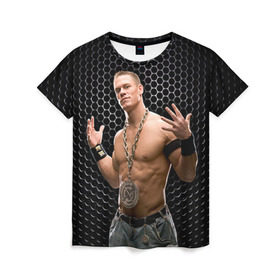 Женская футболка 3D с принтом John Cena в Новосибирске, 100% полиэфир ( синтетическое хлопкоподобное полотно) | прямой крой, круглый вырез горловины, длина до линии бедер | john cena | wwe чемпион | джон сина