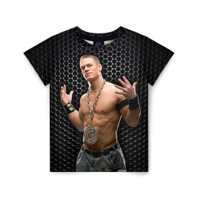 Детская футболка 3D с принтом John Cena в Новосибирске, 100% гипоаллергенный полиэфир | прямой крой, круглый вырез горловины, длина до линии бедер, чуть спущенное плечо, ткань немного тянется | Тематика изображения на принте: john cena | wwe чемпион | джон сина