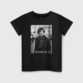 Детская футболка хлопок с принтом SHERLOCK 2 в Новосибирске, 100% хлопок | круглый вырез горловины, полуприлегающий силуэт, длина до линии бедер | Тематика изображения на принте: sherlock | шерлок | шерлок холмс