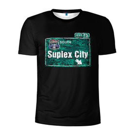 Мужская футболка 3D спортивная с принтом Suplex city в Новосибирске, 100% полиэстер с улучшенными характеристиками | приталенный силуэт, круглая горловина, широкие плечи, сужается к линии бедра | fear | fury | wwe | рестлер