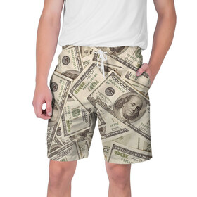 Мужские шорты 3D с принтом Деньги в Новосибирске,  полиэстер 100% | прямой крой, два кармана без застежек по бокам. Мягкая трикотажная резинка на поясе, внутри которой широкие завязки. Длина чуть выше колен | swag | бакс | баксы | деньги | доллар | прикол | прикольная картинка | свег | свэг