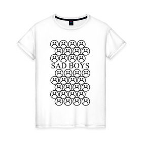 Женская футболка хлопок с принтом Sad Boys logo в Новосибирске, 100% хлопок | прямой крой, круглый вырез горловины, длина до линии бедер, слегка спущенное плечо | boys | sad | sad boys | yung lean