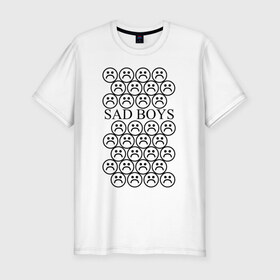 Мужская футболка премиум с принтом Sad Boys logo в Новосибирске, 92% хлопок, 8% лайкра | приталенный силуэт, круглый вырез ворота, длина до линии бедра, короткий рукав | boys | sad | sad boys | yung lean