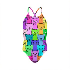 Детский купальник 3D с принтом Котятушки в Новосибирске, Полиэстер 85%, Спандекс 15% | Слитный крой, подклад по переду изделия, узкие бретели | кот | котенок | котик | кошечка | кошка | мем | независимая | сильная