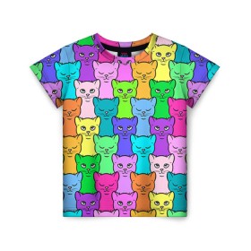 Детская футболка 3D с принтом Котятушки в Новосибирске, 100% гипоаллергенный полиэфир | прямой крой, круглый вырез горловины, длина до линии бедер, чуть спущенное плечо, ткань немного тянется | кот | котенок | котик | кошечка | кошка | мем | независимая | сильная