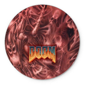 Коврик круглый с принтом Doom (Classic) в Новосибирске, резина и полиэстер | круглая форма, изображение наносится на всю лицевую часть | 90 | олдскул | скелет | череп