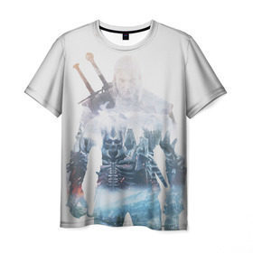 Мужская футболка 3D с принтом Геральт Охота в Новосибирске, 100% полиэфир | прямой крой, круглый вырез горловины, длина до линии бедер | gerald | wild hunt | witcher | ведьмак | геральд | дикая охота