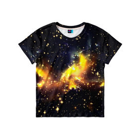 Детская футболка 3D с принтом Звезды в Новосибирске, 100% гипоаллергенный полиэфир | прямой крой, круглый вырез горловины, длина до линии бедер, чуть спущенное плечо, ткань немного тянется | nebula | вселенная | звезды | туманность