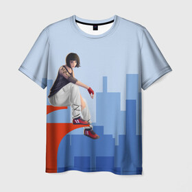 Мужская футболка 3D с принтом Паркур в Новосибирске, 100% полиэфир | прямой крой, круглый вырез горловины, длина до линии бедер | Тематика изображения на принте: faith | mirrors edge | parkour | зеркальная грань | паркур | фейт