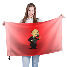 Флаг 3D с принтом Ленин каррикатура в Новосибирске, 100% полиэстер | плотность ткани — 95 г/м2, размер — 67 х 109 см. Принт наносится с одной стороны | lenin | ussr | владимир | ильич | ленин | ссср