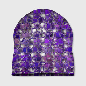 Шапка 3D с принтом Фиолетовая мозаика в Новосибирске, 100% полиэстер | универсальный размер, печать по всей поверхности изделия | дизайн | искусство | композиция | мозаика | стёклышки | цветные камешки