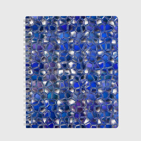 Тетрадь с принтом Синяя мозаика в Новосибирске, 100% бумага | 48 листов, плотность листов — 60 г/м2, плотность картонной обложки — 250 г/м2. Листы скреплены сбоку удобной пружинной спиралью. Уголки страниц и обложки скругленные. Цвет линий — светло-серый
 | дизайн | искусство | композиция | мозаика | стёклышки | цветные камешки