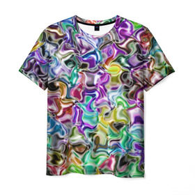 Мужская футболка 3D с принтом Цветное безумие в Новосибирске, 100% полиэфир | прямой крой, круглый вырез горловины, длина до линии бедер | арт | дизайн | искусство | краски | мозаика | палитра | радуга | разные цвета | текстура | цветное безумие