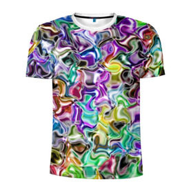 Мужская футболка 3D спортивная с принтом Цветное безумие в Новосибирске, 100% полиэстер с улучшенными характеристиками | приталенный силуэт, круглая горловина, широкие плечи, сужается к линии бедра | арт | дизайн | искусство | краски | мозаика | палитра | радуга | разные цвета | текстура | цветное безумие