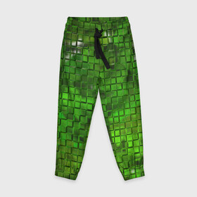 Детские брюки 3D с принтом Зелёные кубики в Новосибирске, 100% полиэстер | манжеты по низу, эластичный пояс регулируется шнурком, по бокам два кармана без застежек, внутренняя часть кармана из мелкой сетки | дизайн | искусство | кубики | мозаика | поверхность | рельеф | стена | стиль | текстура | фон