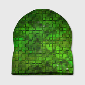 Шапка 3D с принтом Зелёные кубики в Новосибирске, 100% полиэстер | универсальный размер, печать по всей поверхности изделия | дизайн | искусство | кубики | мозаика | поверхность | рельеф | стена | стиль | текстура | фон