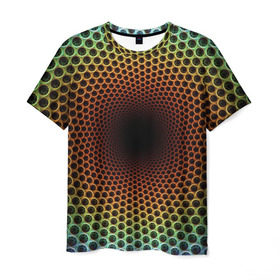 Мужская футболка 3D с принтом Погружение в бездну в Новосибирске, 100% полиэфир | прямой крой, круглый вырез горловины, длина до линии бедер | гипноз | движение | обман зрения | оптическая иллюзия | погружение | текстура | фокус