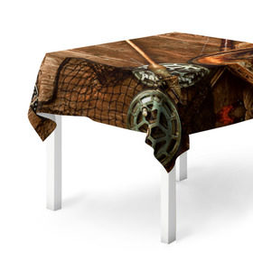 Скатерть 3D с принтом Рыбацкий стол в Новосибирске, 100% полиэстер (ткань не мнется и не растягивается) | Размер: 150*150 см | грузило | карась | лодка | окунь | природа | река | рыбак | рыболов | снасти | туризм | щука