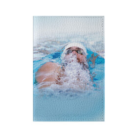 Обложка для паспорта матовая кожа с принтом Michael Phelps в Новосибирске, натуральная матовая кожа | размер 19,3 х 13,7 см; прозрачные пластиковые крепления | Тематика изображения на принте: 