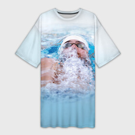 Платье-футболка 3D с принтом Michael Phelps в Новосибирске,  |  | Тематика изображения на принте: 