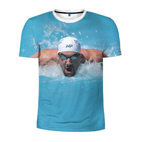 Мужская футболка 3D спортивная с принтом Michael Phelps в Новосибирске, 100% полиэстер с улучшенными характеристиками | приталенный силуэт, круглая горловина, широкие плечи, сужается к линии бедра | Тематика изображения на принте: 