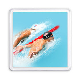 Магнит 55*55 с принтом Michael Phelps в Новосибирске, Пластик | Размер: 65*65 мм; Размер печати: 55*55 мм | Тематика изображения на принте: фелпс
