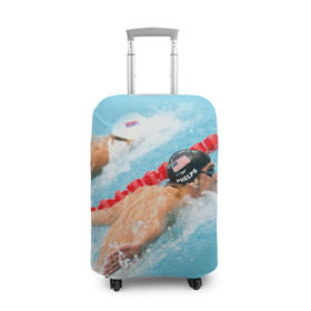 Чехол для чемодана 3D с принтом Michael Phelps в Новосибирске, 86% полиэфир, 14% спандекс | двустороннее нанесение принта, прорези для ручек и колес | Тематика изображения на принте: фелпс