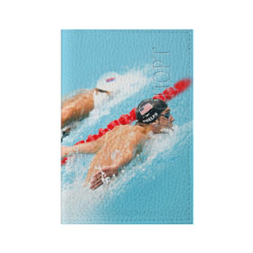Обложка для паспорта матовая кожа с принтом Michael Phelps в Новосибирске, натуральная матовая кожа | размер 19,3 х 13,7 см; прозрачные пластиковые крепления | Тематика изображения на принте: фелпс