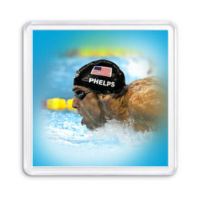Магнит 55*55 с принтом Michael Phelps в Новосибирске, Пластик | Размер: 65*65 мм; Размер печати: 55*55 мм | 