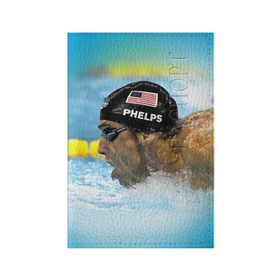 Обложка для паспорта матовая кожа с принтом Michael Phelps в Новосибирске, натуральная матовая кожа | размер 19,3 х 13,7 см; прозрачные пластиковые крепления | Тематика изображения на принте: 