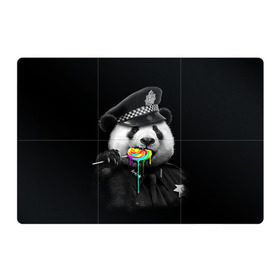 Магнитный плакат 3Х2 с принтом Панда и карамель в Новосибирске, Полимерный материал с магнитным слоем | 6 деталей размером 9*9 см | Тематика изображения на принте: панда | черно белый